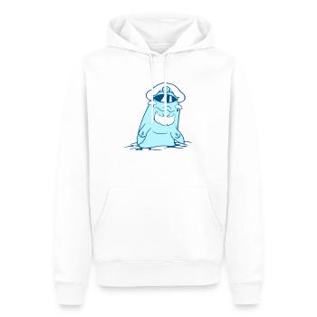 drôle vieux dauphin capitaine mignon dessin animé bande dessinée - Sweat à capuche Premium bio Homme - blanc - Devant - Nico (187cm)