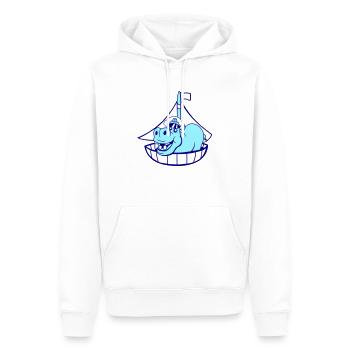 Lustiges Nilpferd Kapitän Segelt Süß Cartoon Comic - Männer Premium Bio Hoodie - Weiß - Vorne - Nico (187cm)