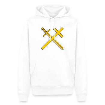 Kreuz und Schwert - Männer Premium Bio Hoodie - Weiß - Vorne - Nico (187cm)