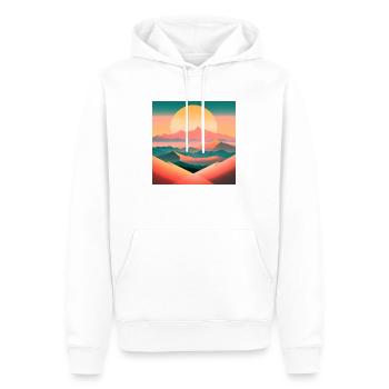 Sunrise over a stylized mountain landscape - Men’s Premium Organic Hoodie - white - Front - Nico (187cm)