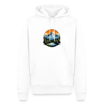 Bergsee im Abendlicht: Natur pur - Männer Premium Bio Hoodie - Weiß - Vorne - Nico (187cm)
