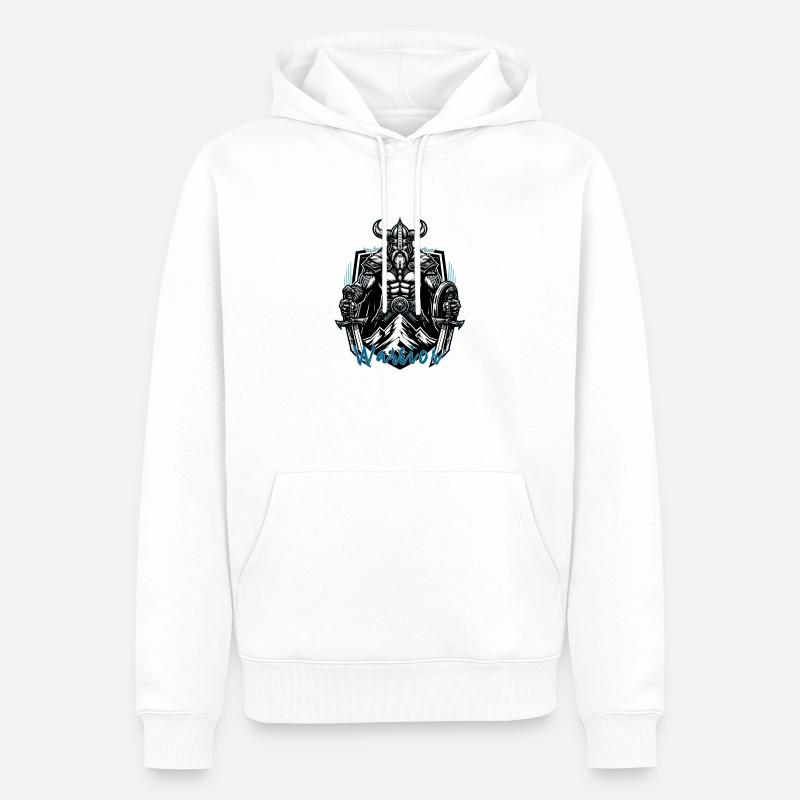 Berserker Wikinger, Warrior Schriftzug - Männer Premium Bio Hoodie - Weiß
