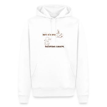 Café d'abord, questions ensuite. - Sweat à capuche Premium bio Homme - blanc - Devant - Nico (187cm)
