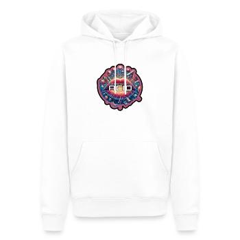 Microdot Tribe New Version with Solid Edging - Men’s Premium Organic Hoodie - white - Front - Nico (187cm)