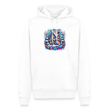 Winter Weihnachtshaus im Schnee - Männer Premium Bio Hoodie - Weiß - Vorne - Nico (187cm)