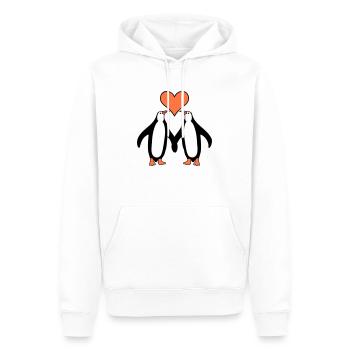 Zwei Pinguine Paar Pärchen Liebe 2 Verliebte Herz - Männer Premium Bio Hoodie - Weiß - Vorne - Nico (187cm)