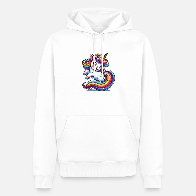 Licorne - Sweat à capuche Premium bio Homme - blanc