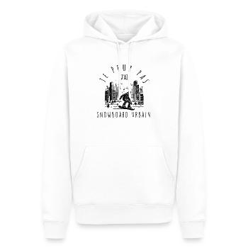 Ich kann nicht, ich habe urbanes Snowboarden - Männer Premium Bio Hoodie - Weiß - Vorne - Nico (187cm)