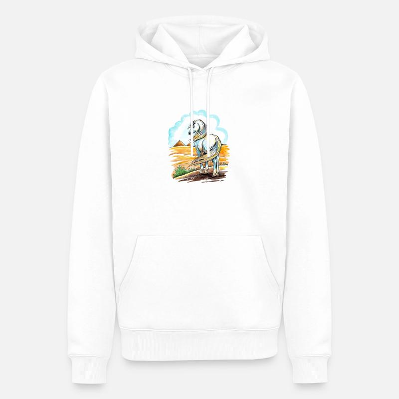Cheval Arabe Égyptien - Sweat à capuche Premium bio Homme - blanc