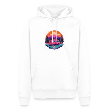 Camper im Sonnenuntergang - Outdooradventure - Männer Premium Bio Hoodie - Weiß - Vorne - Nico (187cm)