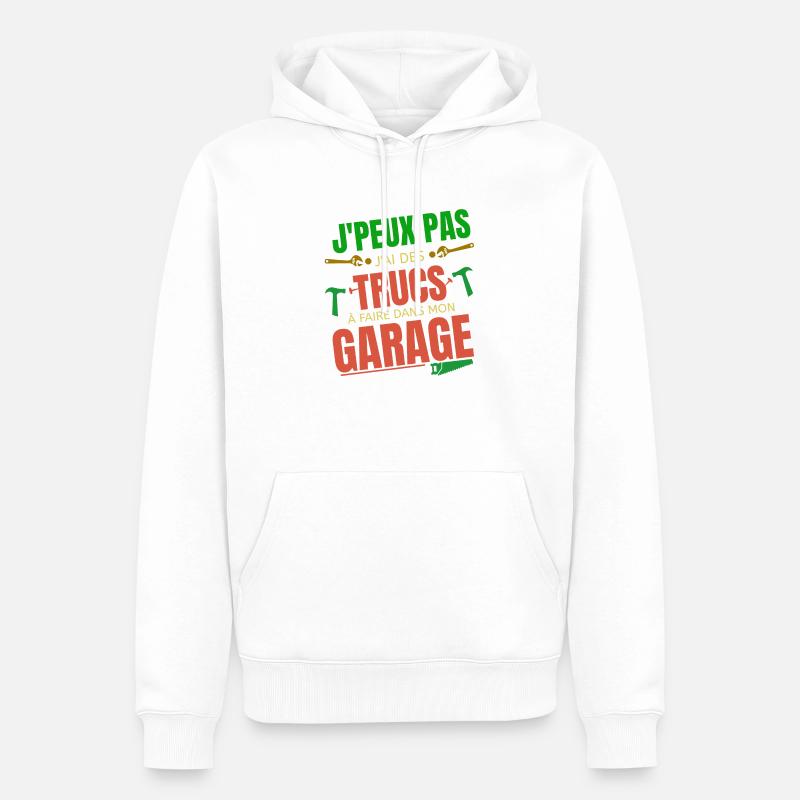 Je peux pas bricoleur Garage - Sweat à capuche Premium bio Homme - blanc