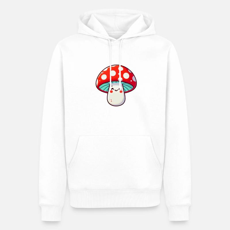 dessin animé comique de champignons - Sweat à capuche Premium bio Homme - blanc