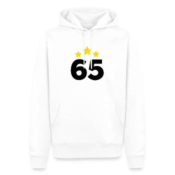 65 ans étoile - cadeau 65e anniversaire - Sweat à capuche Premium bio Homme - blanc - Devant - Nico (187cm)