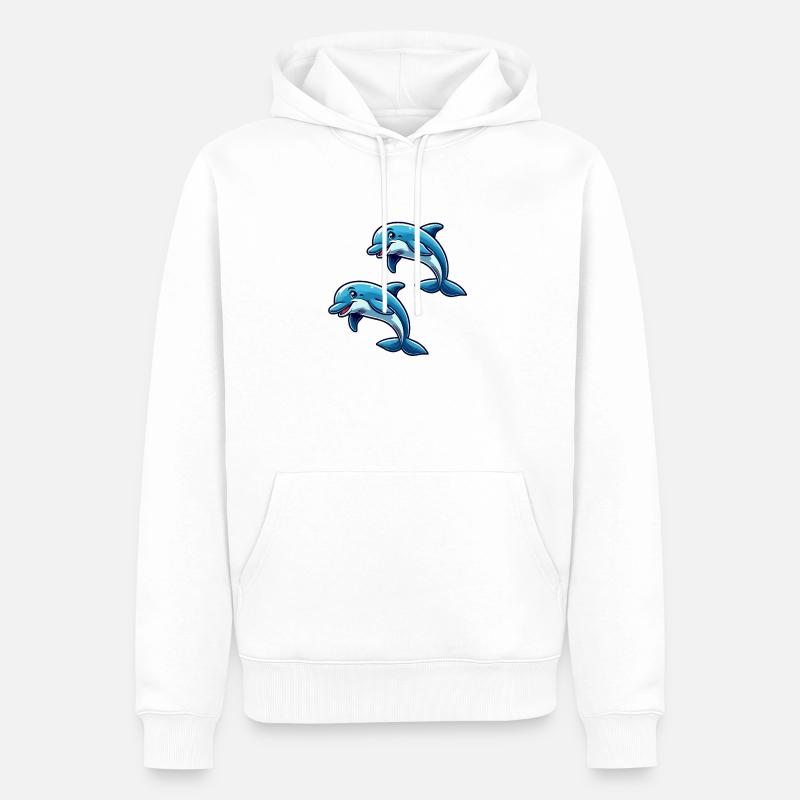 Delfin Delphine Comic - Männer Premium Bio Hoodie - Weiß