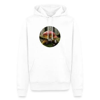 Champignon - Amanita Muscaria en forêt - Sweat à capuche Premium bio Homme - blanc - Devant - Nico (187cm)