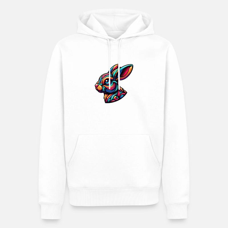 Illustration abstraite de lapin - Sweat à capuche Premium bio Homme - blanc