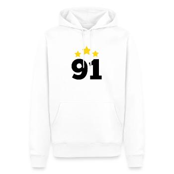 91 Jahre Stern - Geschenk zum 91. Jubiläum - Männer Premium Bio Hoodie - Weiß - Vorne - Nico (187cm)