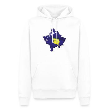 Drapeau du Kosovo sur la carte du Kosovo - Sweat à capuche Premium bio Homme - blanc - Devant - Nico (187cm)