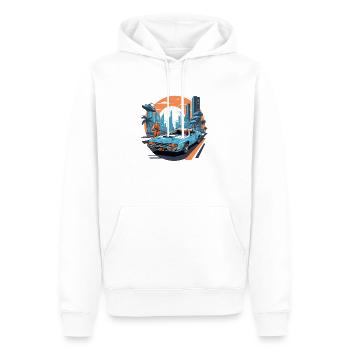 Retro Future - Männer Premium Bio Hoodie - Weiß - Vorne - Nico (187cm)
