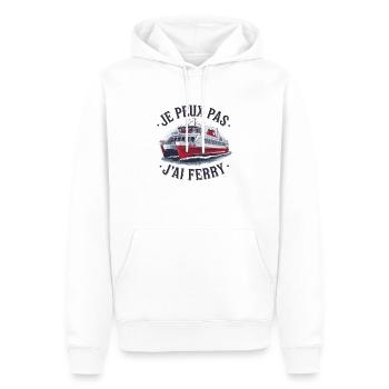 je peux pas j'ai ferry - Sweat à capuche Premium bio Homme - blanc - Devant - Nico (187cm)