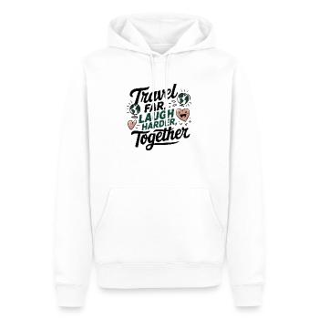 Travel Together adevnture travel quote text Kunst - Männer Premium Bio Hoodie - Weiß - Vorne - Nico (187cm)