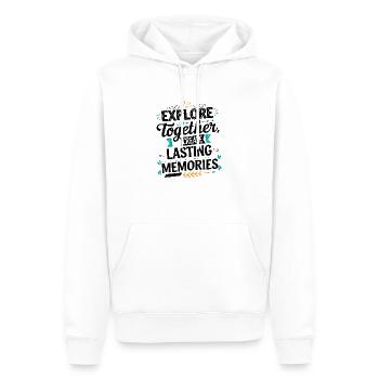 Explorez ensemble adevnture citation de voyage art texte - Sweat à capuche Premium bio Homme - blanc - Devant - Nico (187cm)