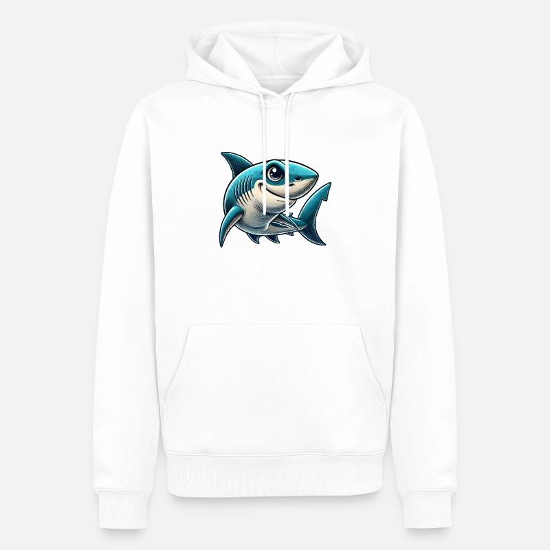 Bande dessinée requin - Sweat à capuche Premium bio Homme - blanc