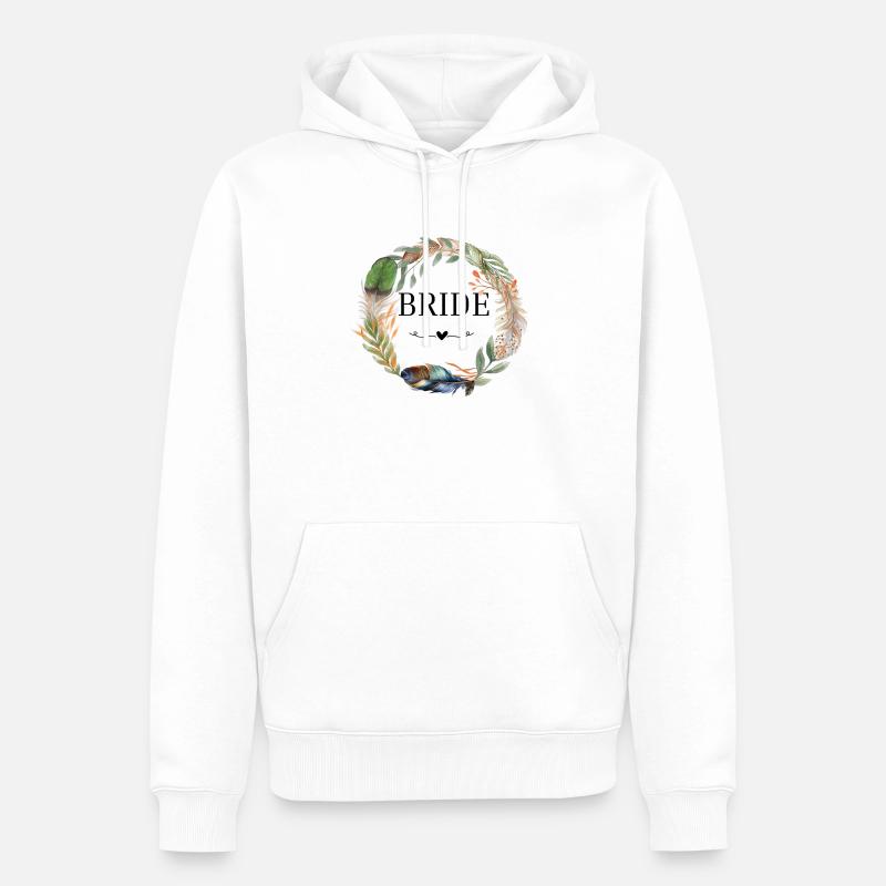 bride couronne fleurs boho - Sweat à capuche Premium bio Homme - blanc