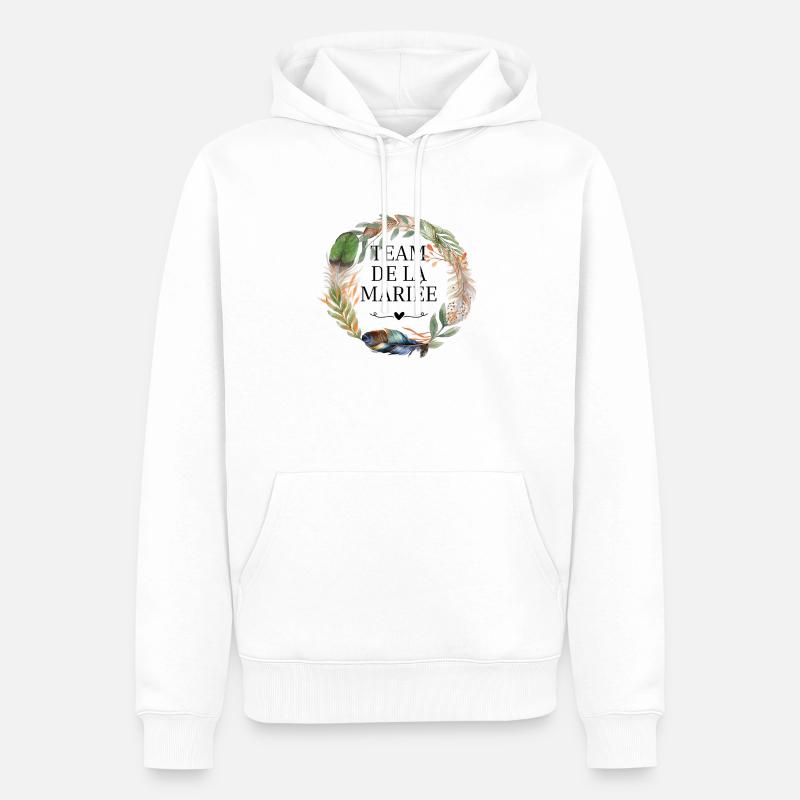 Brautteam Krone Boho-Blumen - Männer Premium Bio Hoodie - Weiß