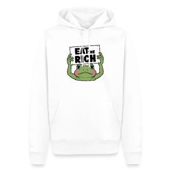 Activiste grenouille : Mangez les riches - Sweat à capuche Premium bio Homme - blanc - Devant - Nico (187cm)