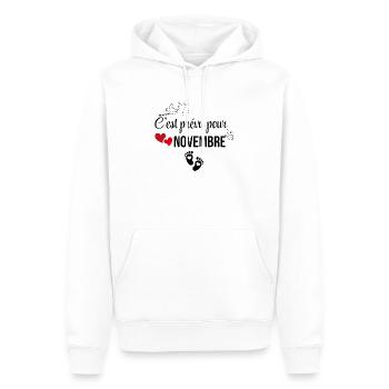 Es ist für November geplant - Ankündigung der Schwangerschaft - Männer Premium Bio Hoodie - Weiß - Vorne - Nico (187cm)