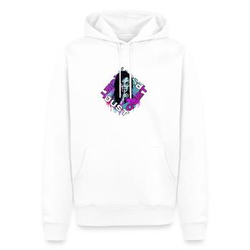 JustBeQuiet - EnrolDesign - Sweat à capuche Premium bio Homme - blanc - Devant - Nico (187cm)