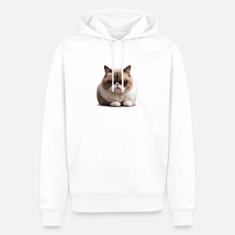 Chat du lundi, Chat , Lundi - Sweat à capuche Premium bio Homme - blanc