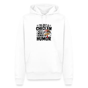 Je ne suis qu’un poulet avec un sens de l’humour étrange - Sweat à capuche Premium bio Homme - blanc - Devant - Nico (187cm)