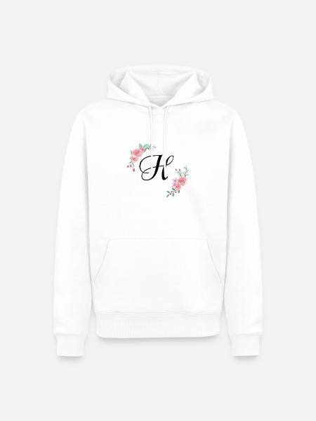 Rosa Blumenbuchstabe h - Männer Premium Bio Hoodie - Weiß