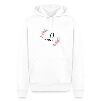 Rosa Blumenbuchstabe l - Männer Premium Bio Hoodie - Weiß - Vorne - Nico (187cm)