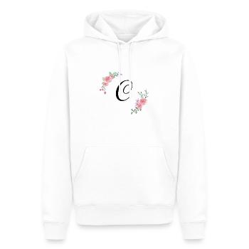 Rosa Blumenbuchstabe c - Männer Premium Bio Hoodie - Weiß - Vorne - Nico (187cm)