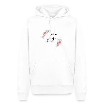 Rosa Blumenbuchstabe f - Männer Premium Bio Hoodie - Weiß - Vorne - Nico (187cm)