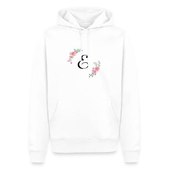 Rosa Blumenbuchstabe - Männer Premium Bio Hoodie - Weiß - Vorne - Nico (187cm)