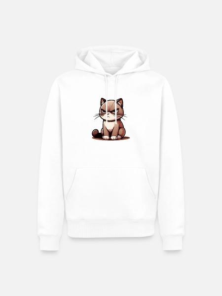 Cranky Cat - Männer Premium Bio Hoodie - Weiß