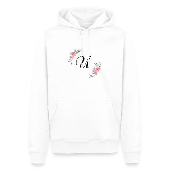 Rosa geblümter U-Buchstabe - Männer Premium Bio Hoodie - Weiß - Vorne - Nico (187cm)