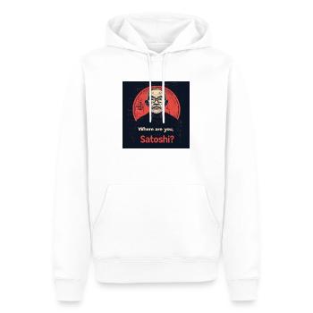 Bitcoin Satoshi Nagamoto - Männer Premium Bio Hoodie - Weiß - Vorne - Nico (187cm)