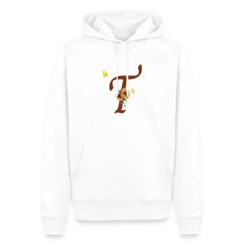 Lettre t tournesol papillon - Sweat à capuche Premium bio Homme - blanc - Devant - Nico (187cm)