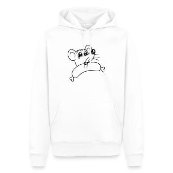 Souris grosse saucisse manger faim saucisse grillades - Sweat à capuche Premium bio Homme - blanc - Devant - Nico (187cm)
