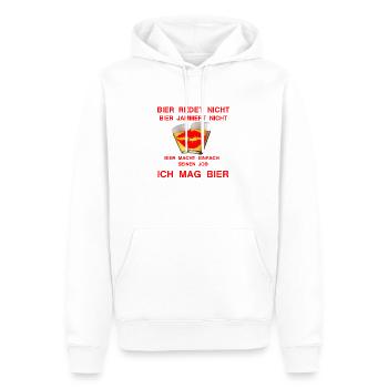 ICH MAG BIER weil es einfach schmeckt - Männer Premium Bio Hoodie - Weiß - Vorne - Nico (187cm)