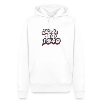 Hergestellt im Retro der 1940er Jahre - Männer Premium Bio Hoodie - Weiß - Vorne - Nico (187cm)