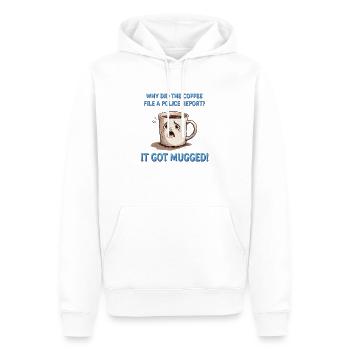 Mugged coffee - Mugged coffee - Men’s Premium Organic Hoodie - white - Front - Nico (187cm)