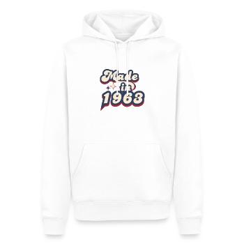 Hergestellt im Jahr 1963 Retro - Männer Premium Bio Hoodie - Weiß - Vorne - Nico (187cm)
