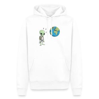 Alien und die Erde - Männer Premium Bio Hoodie - Weiß - Vorne - Nico (187cm)