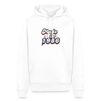 Hergestellt im Jahr 1986 Retro - Männer Premium Bio Hoodie - Weiß - Vorne - Nico (187cm)